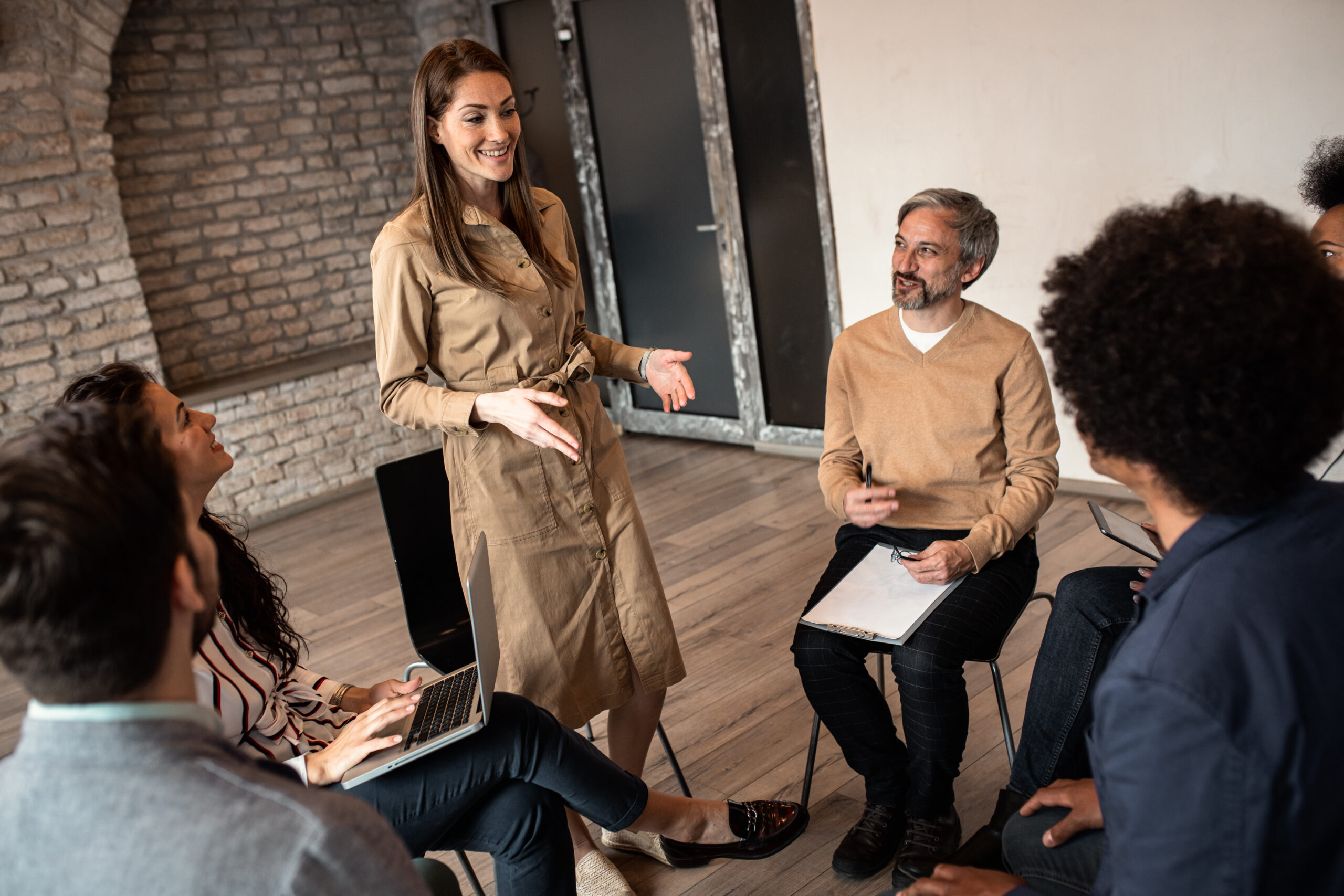 Group of diverse group of business people having a meeting while